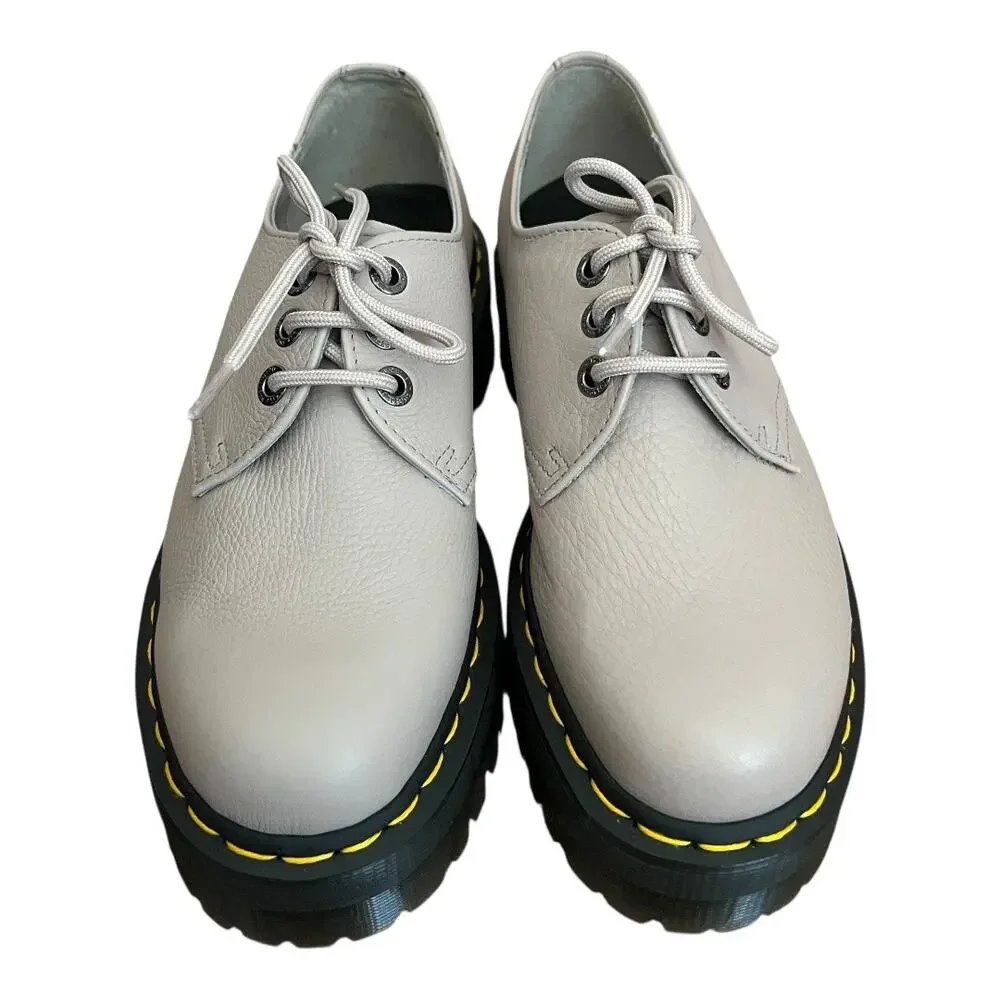 Dr. Martens 1461 Quad II Pisa Leather Platform Oxford Shoe Vintage Taupe Size 10
